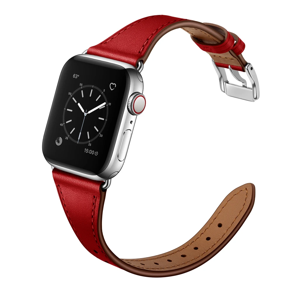 Настоящий тонкий кожаный ремешок для apple watch серии 1 2 3 4 5 iwatch Ремешки для наручных часов 38 мм 42 мм ремешки 40 мм 44 мм ремешки