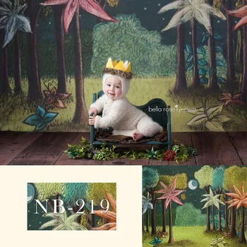

Wood Floor Backdrop Photography Background The Tree and The Moon Photo Studio Props Photo Booth Props for Baby Newborn