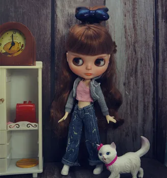 

1SET Fashion Doll Clothes For Blythe Doll Outfits Grey Coat Vest Pants Trousers For Blyth Doll 1/6 Doll Accessories