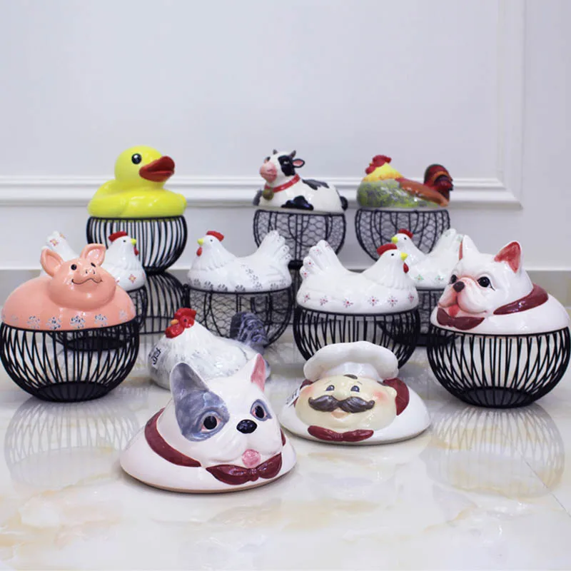 

Home Creative Ceramic Fruit Egg Storage Basket 1PCS Kitchen Decorative Sundries Storage Basket Cute Animal Shape Kitchen Storage