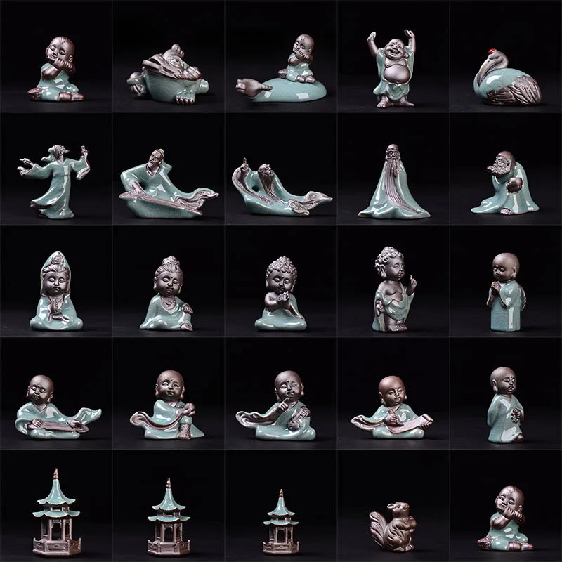 Zen Traditional Chinese Ceramic Monk Buddha Statue Figurines Fengshui