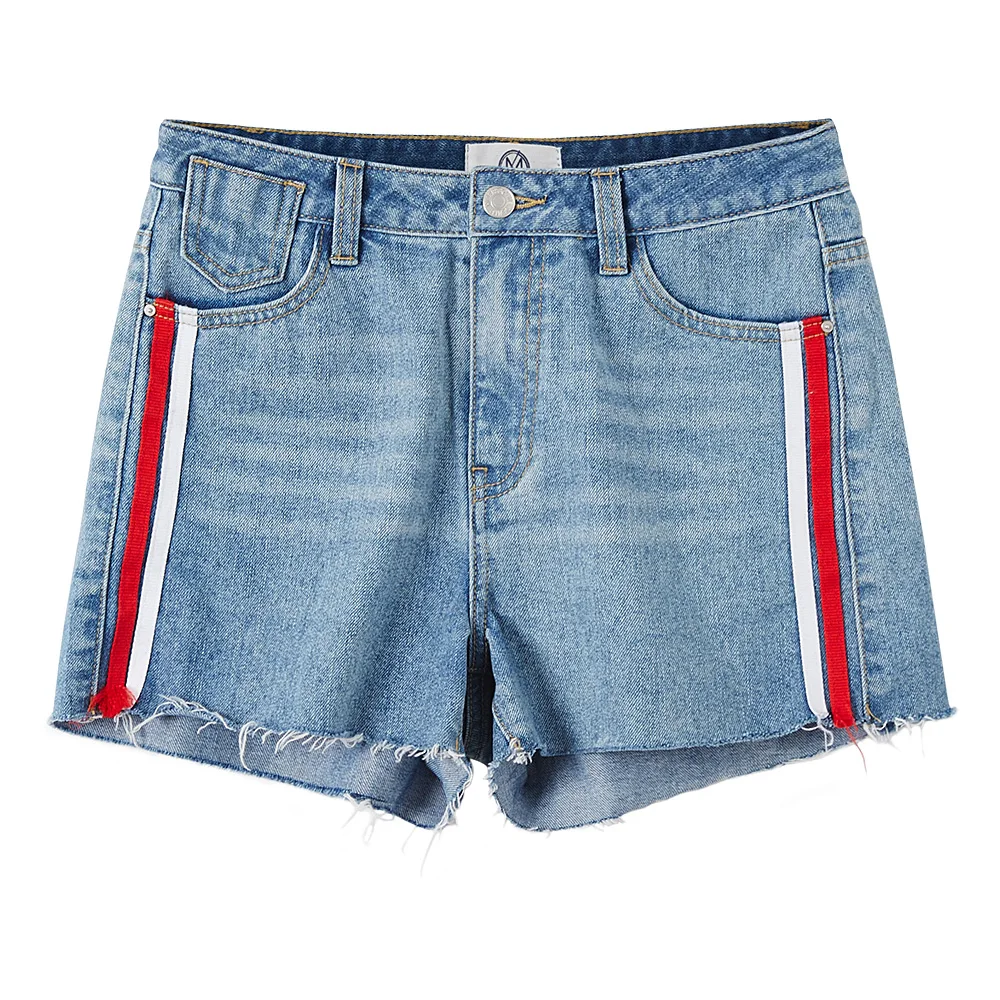 Metersbonwe Denim Shorts For Women Europe Black Crimping Basic Ribbon Trendy Slim Short Pants Casual Womens High Waist Shorts
