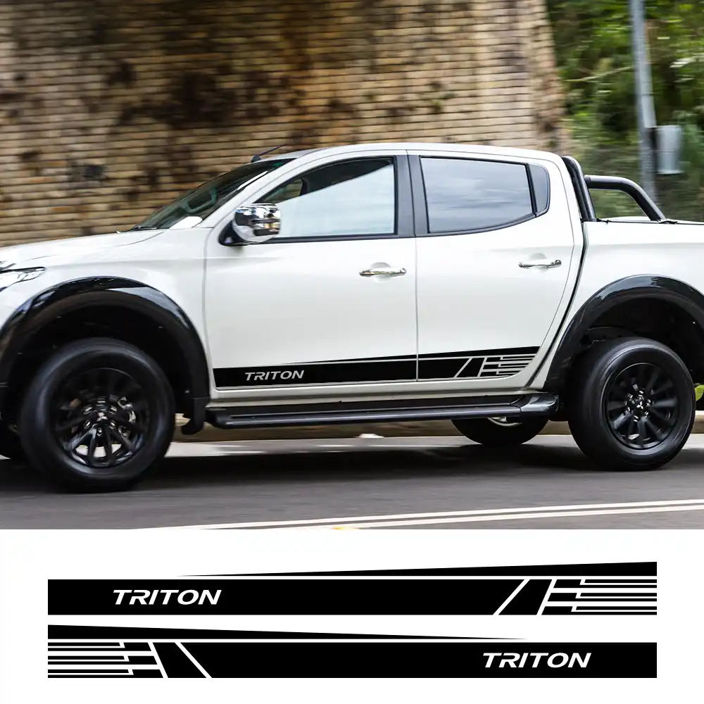 2Pcs Car Long Side Stripes Stickers For Mitsubishi L200 Triton Auto