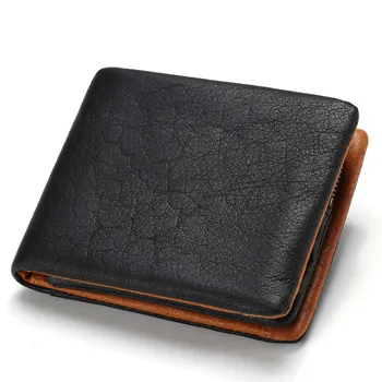 

Hot sale Short Fund Wallet More Function Head Layer Cowhide Man Wallet dinero bolsa hombre Vintage negro corto monedero carteras