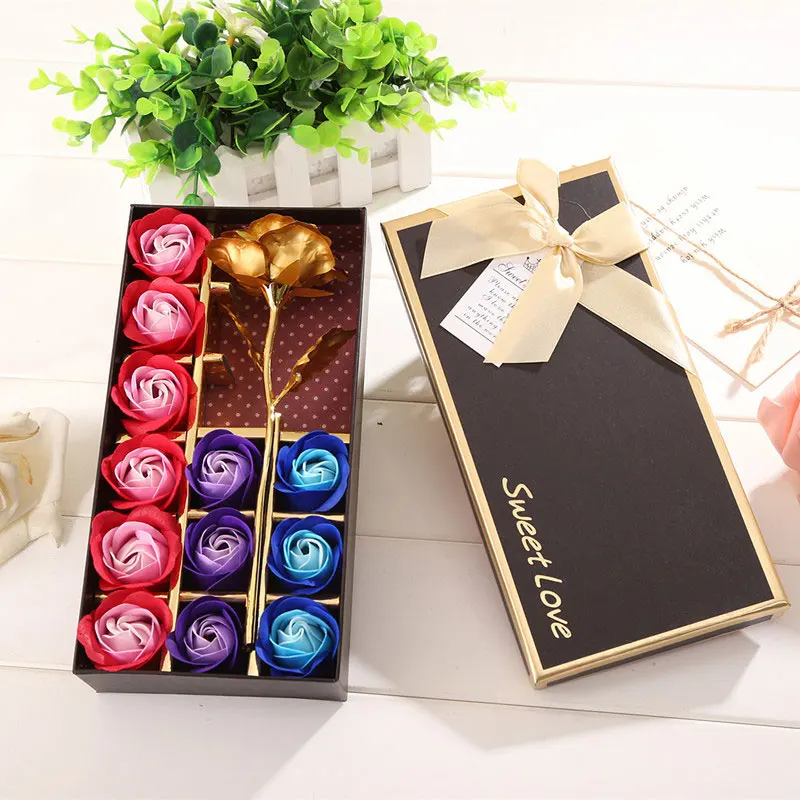 

Gift Boxed Soap Flower Valentine'S Day Wedding Greeting Celebration 12pcs Soap Rose Beautiful Little Bear Home Decoration