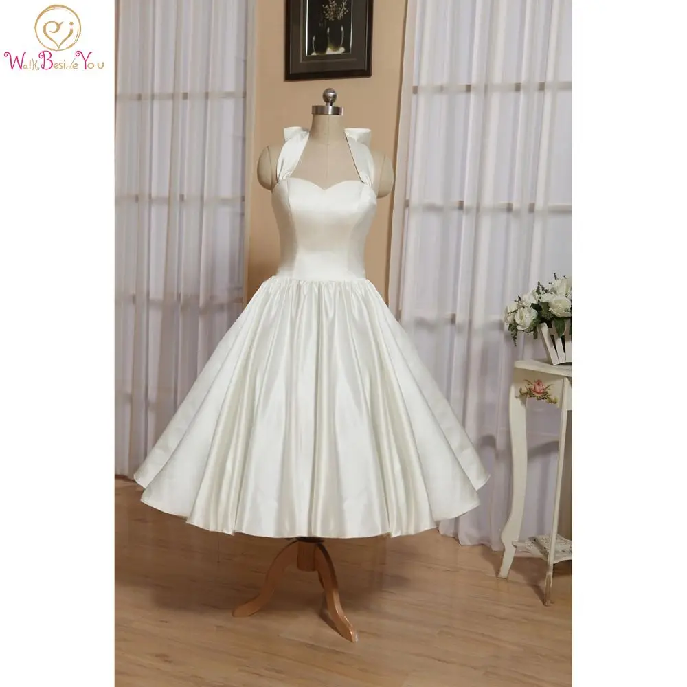 tea length halter wedding dress