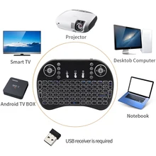 3 renk arkadan aydınlatmalı i8 Mini kablosuz klavye 2.4ghz İngilizce hava fare Touchpad ile dizüstü bilgisayar için Android TV kutusu kullanımı AAA pil