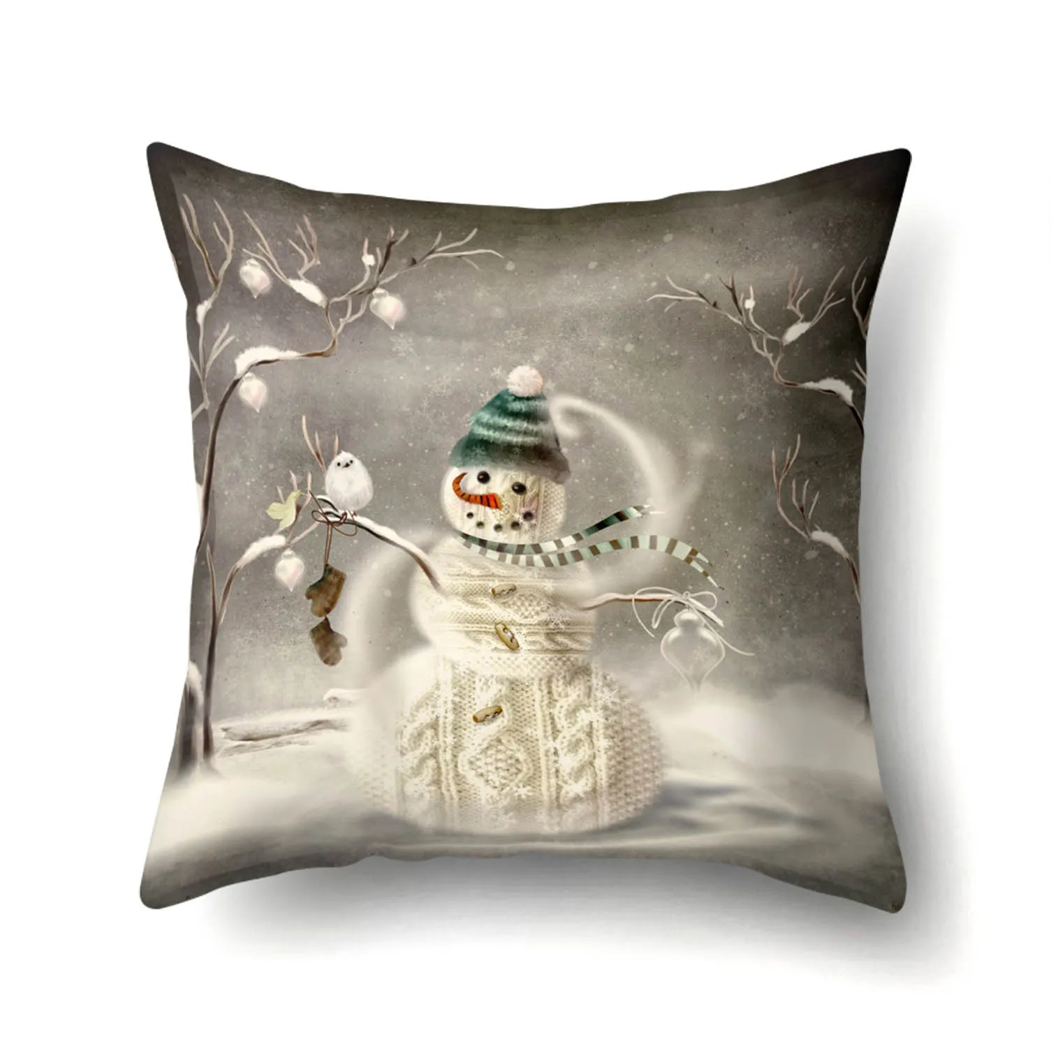 1 шт снеговик шаблон чехол для подушки из полиэстера 45*45 декоративная подушка Рождество год диван кровать наволочка для домашнего декора 40543 - Цвет: 2BZ-40543-458
