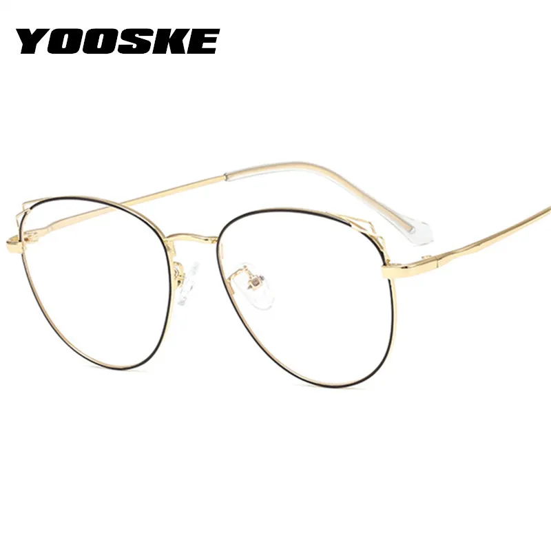 

YOOSKE Blue Light Blocking Glasses Women Cat Eye Eyeglasses Frames Female Computer Eyewear Metal Myopia Frame