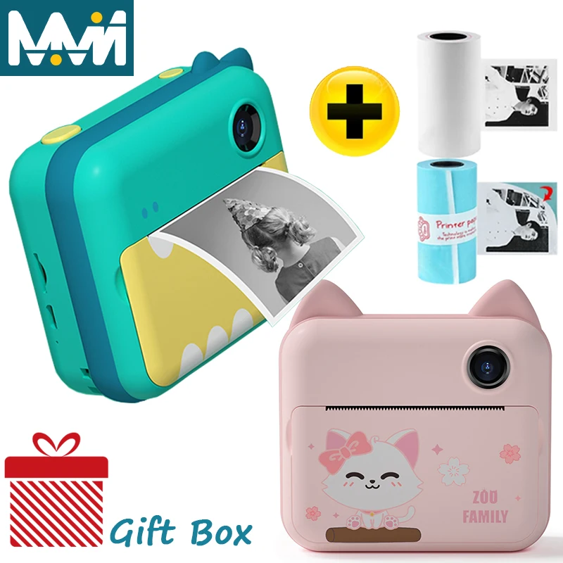 Children Camera Child Instant Printer For Kids Birthday Gift Dinosaur Photo Video Digital With Printing Paper | Электроника