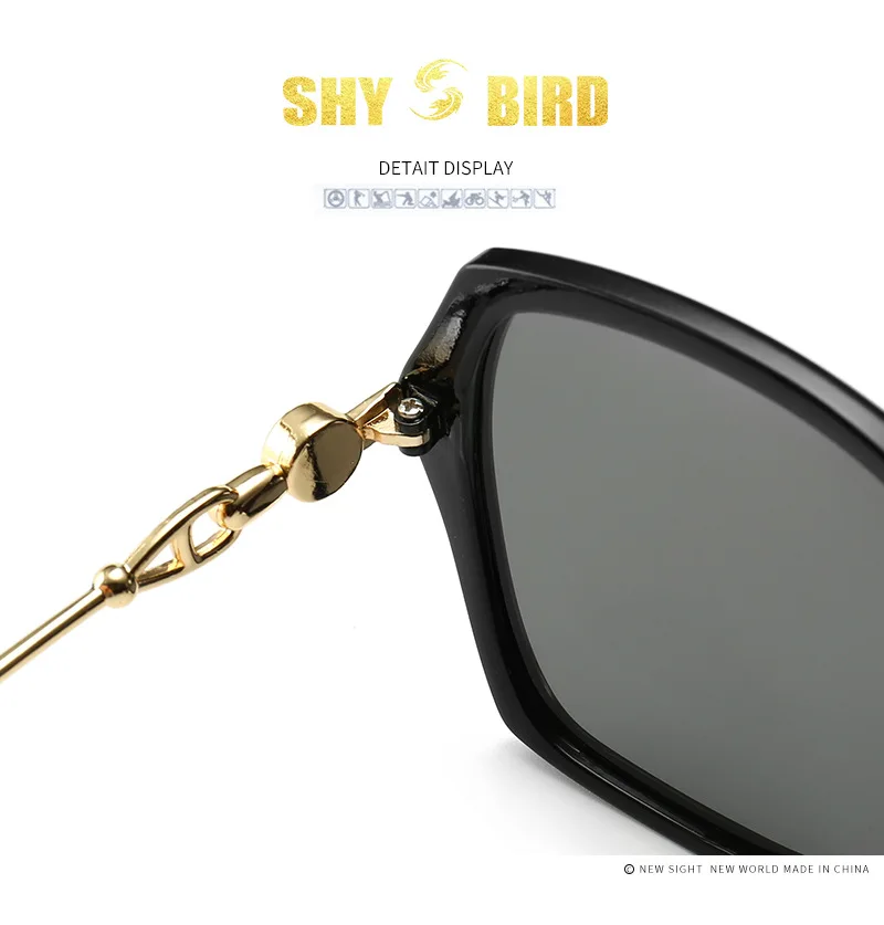 SHY BIRD, классические брендовые солнцезащитные очки, женские поляризационные солнцезащитные очки, модные ретро очки, женские брендовые зеркальные линзы Polaroid