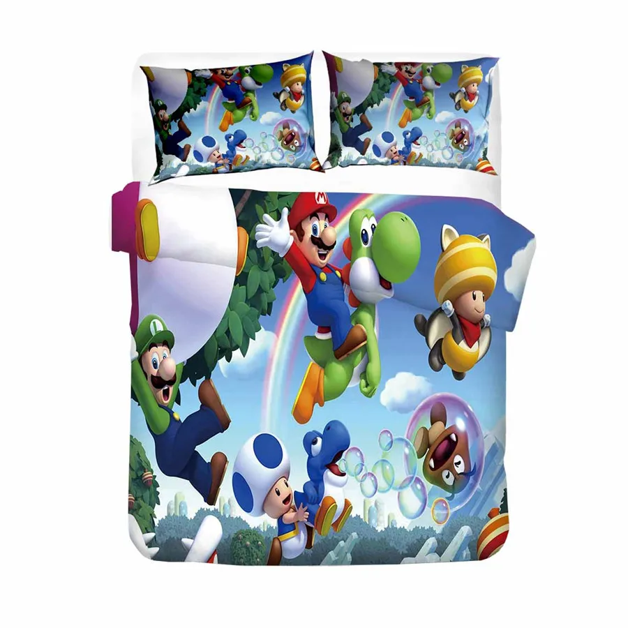 HELENGILI 3D Bedding Set Mario Party Print Duvet Cover Set Bedcloth with Pillowcase Bed Set Home Textiles #MLA34 HELENGILI 3D Bedding Set Mario Party Print Duvet Cover Set Bedcloth with Pillowcase Bed Set Home Textiles #MLA34