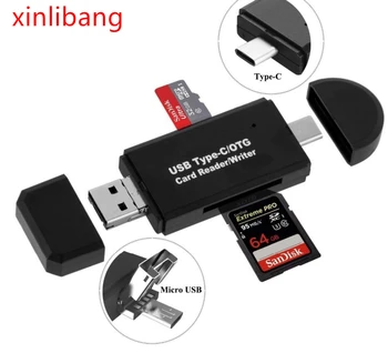 

Tipo C y micro USB y USB 3 en 1 OTG lector de tarjetas de alta velocidad USB2.0 Universal OTG TF /SD para cabezal de extensión d