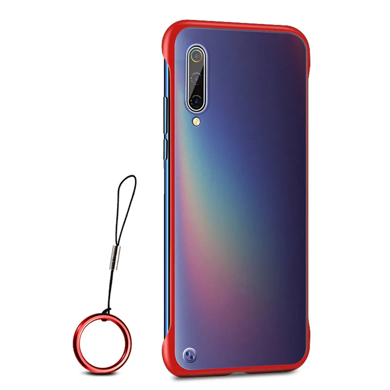 red Прозрачный Бескаркасный чехол для Xiaomi mi 9T 9 SE 9SE T9 с эффектом потертости из жесткого поликарбоната Xio mi 9T mi T9 Pro mi 9 mi 9SE задняя крышка с кольцом на палец - Цвет: red
