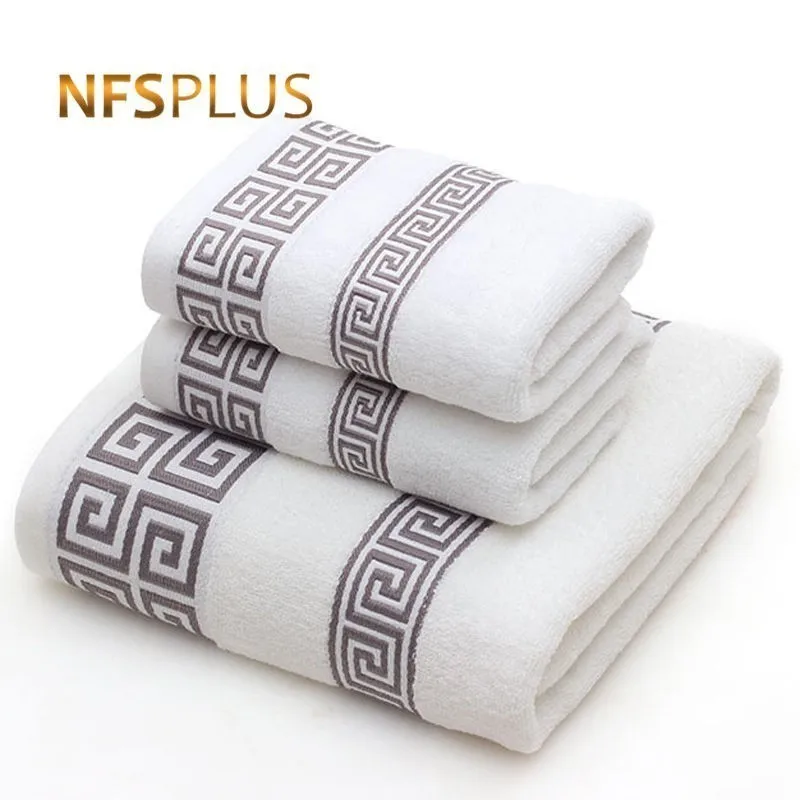 Towel-Set Washcloth 1-Bath-Towel Terry White 2-Face Travel Adults Solid-Color Cotton