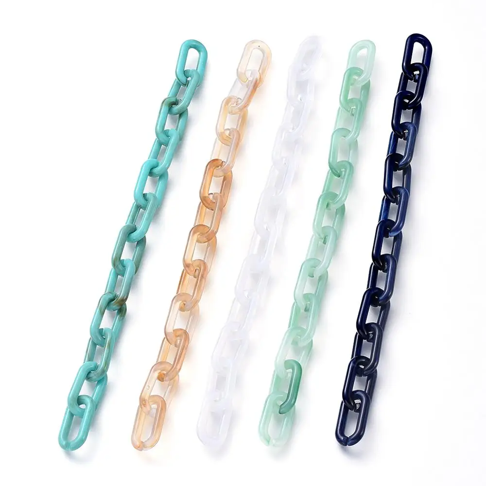 

5stands Handmade Acrylic Cable Chains Imitation Gemstone Link chains for Necklace Jewelry Making DIY Findings 20.5x10.5x3mm
