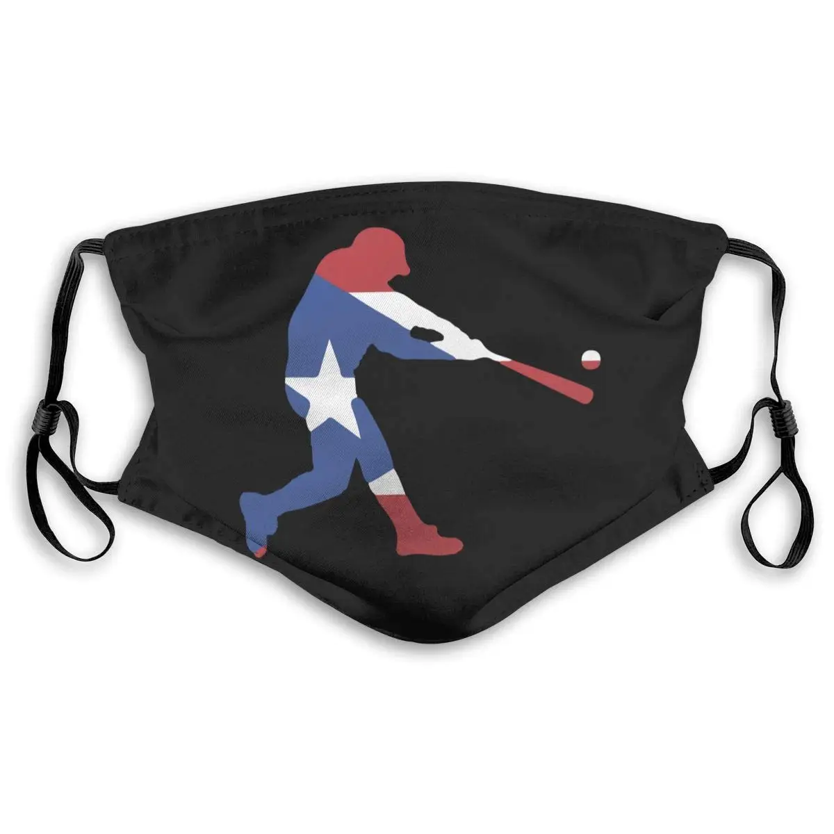 

Puerto Rico Baseball Mouth Cover Mask with PM2.5 Filters 5 Layers of Protection for Men Women Black