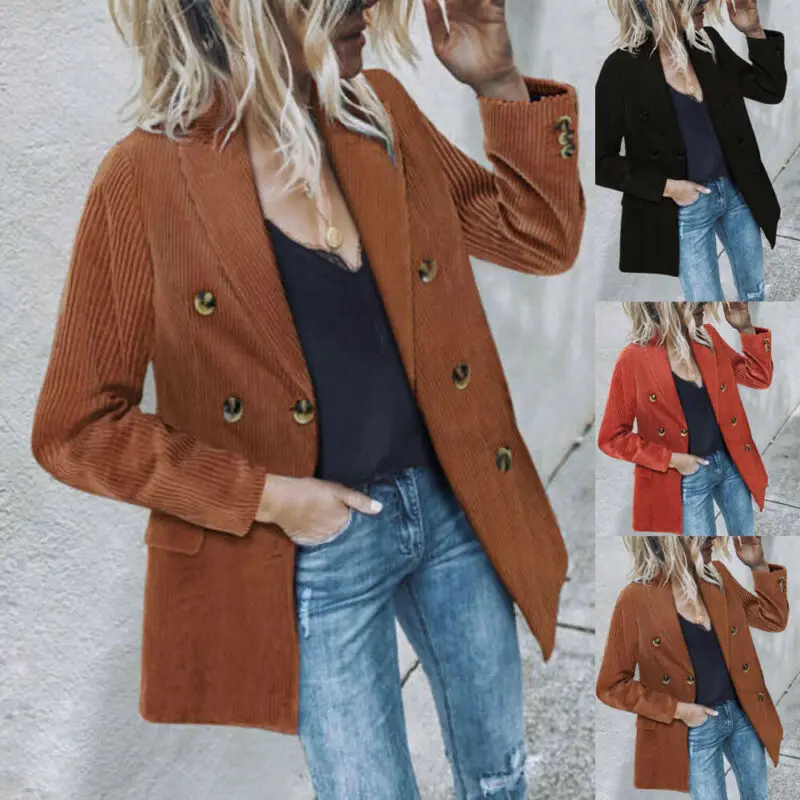 

2020 Women's Blazer Ladies Collar Blazer Suit Coat Fit Buttons Coat Cardigan Outwear Blazers For Women Formal Costume Coats