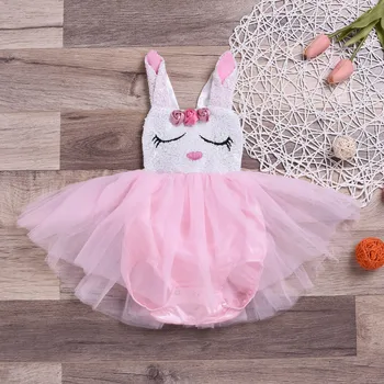 

Easter Dress for Girls Sleeveless Cartoon Sequin Easter Tutu Princess Party Dress Infant Outfit Newborn Baby Girl Clothes Wholes