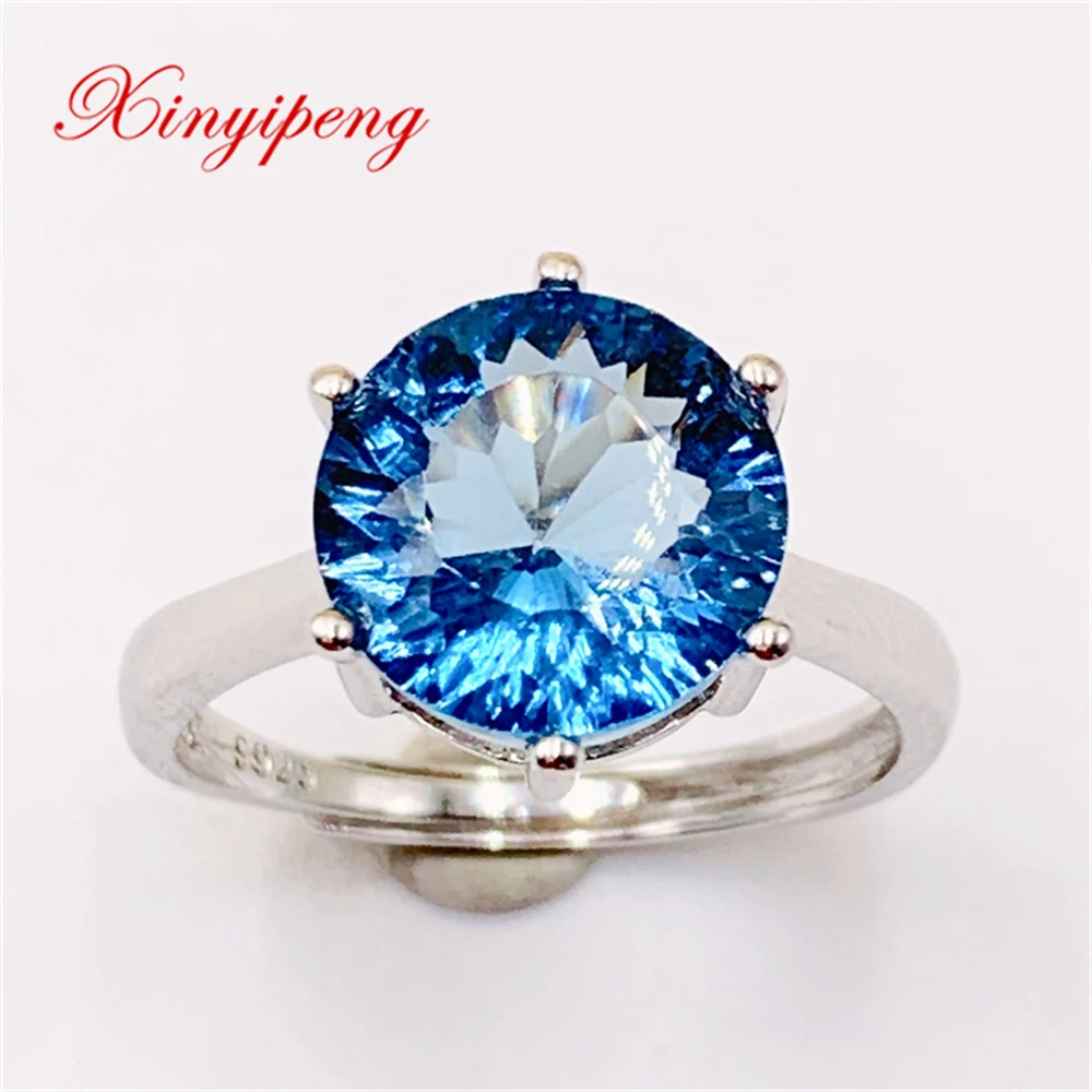 

Xin Yipeng Fine Gem Jewelry Real S925 Sterling Silver Inlaid Blue Topaz Rings Simple Anniversary Gift For Women Free Shipping