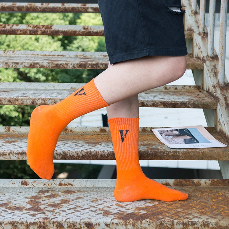 Хлопковые носки с v-образным вырезом в стиле Харадзюку, Европа, Америка, хип-хоп, дезодорант, впитывающие пот, дышащие носки для улицы