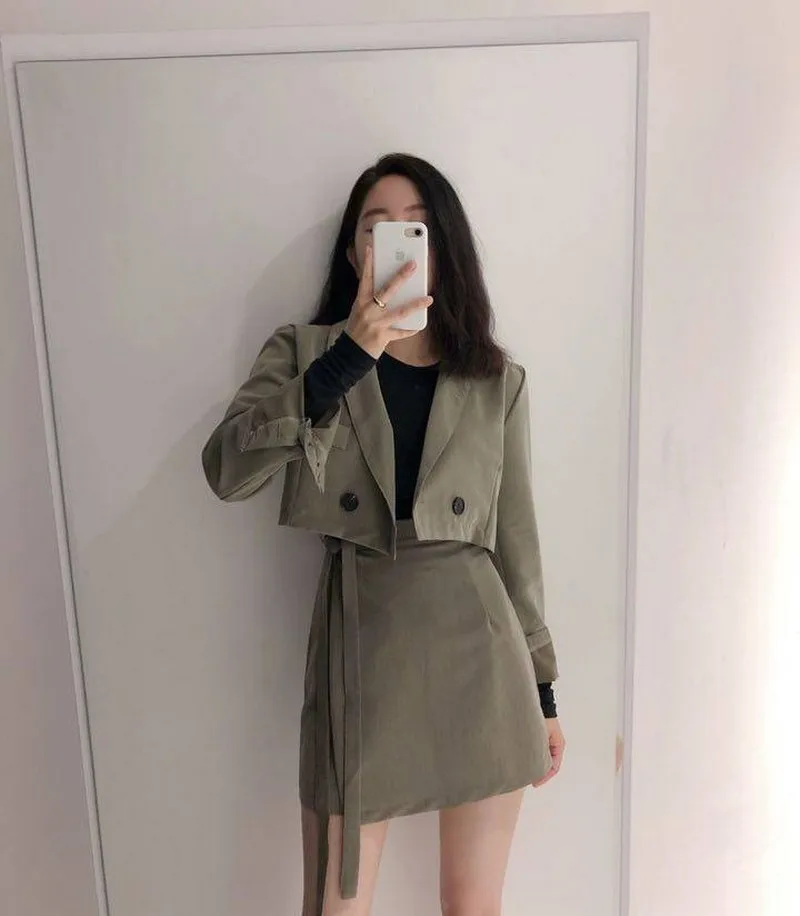 Two Piece Outfits Short Sets Women Korean Fashion Clothing Suit And Skirt 2 Pieces Vintage Office Lady Blazers High Waist Skirts Dress Suits Aliexpress