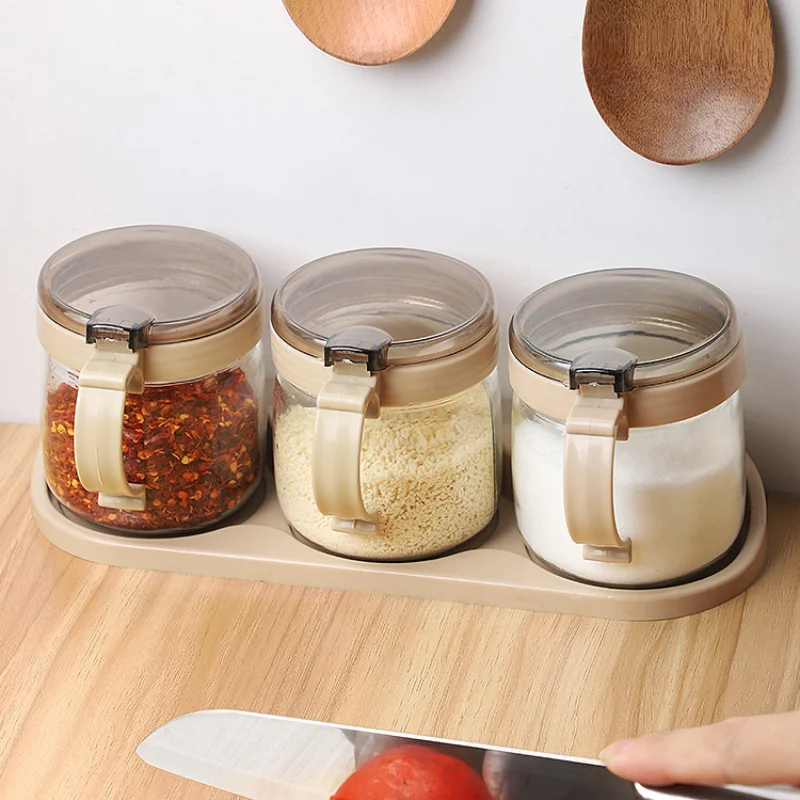 

Glass Salt Spice Jars Set Pepper Shakers Sugar Container Moisture Proof Spice Organizer Herbs Home Salero Kitchen Accessories