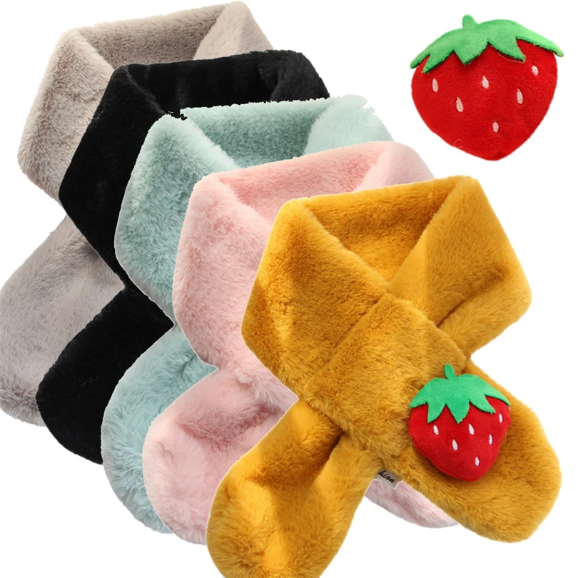 Winter Plush Scarf For Children Boys Scarves Thickened Wool Warm Collar Girls Child Unisex Neck Scarf Thicken Grass Scarves A40