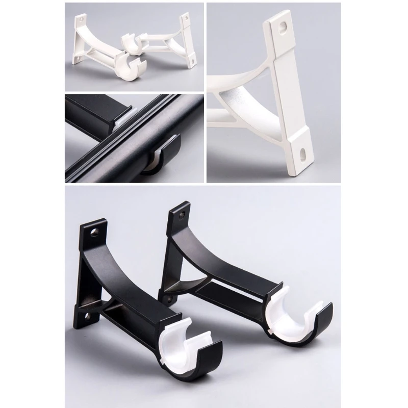 2pcs Window Drapery Ceiling Hanging Holder Wall Curtain Rod Bracket Set Side Top Mounted Fits 1 inches Rod