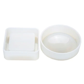 

2 Pcs Resin Crystal Epoxy DIY Pot Mold Ashtray Coaster Casting Silicone Mould F3MF