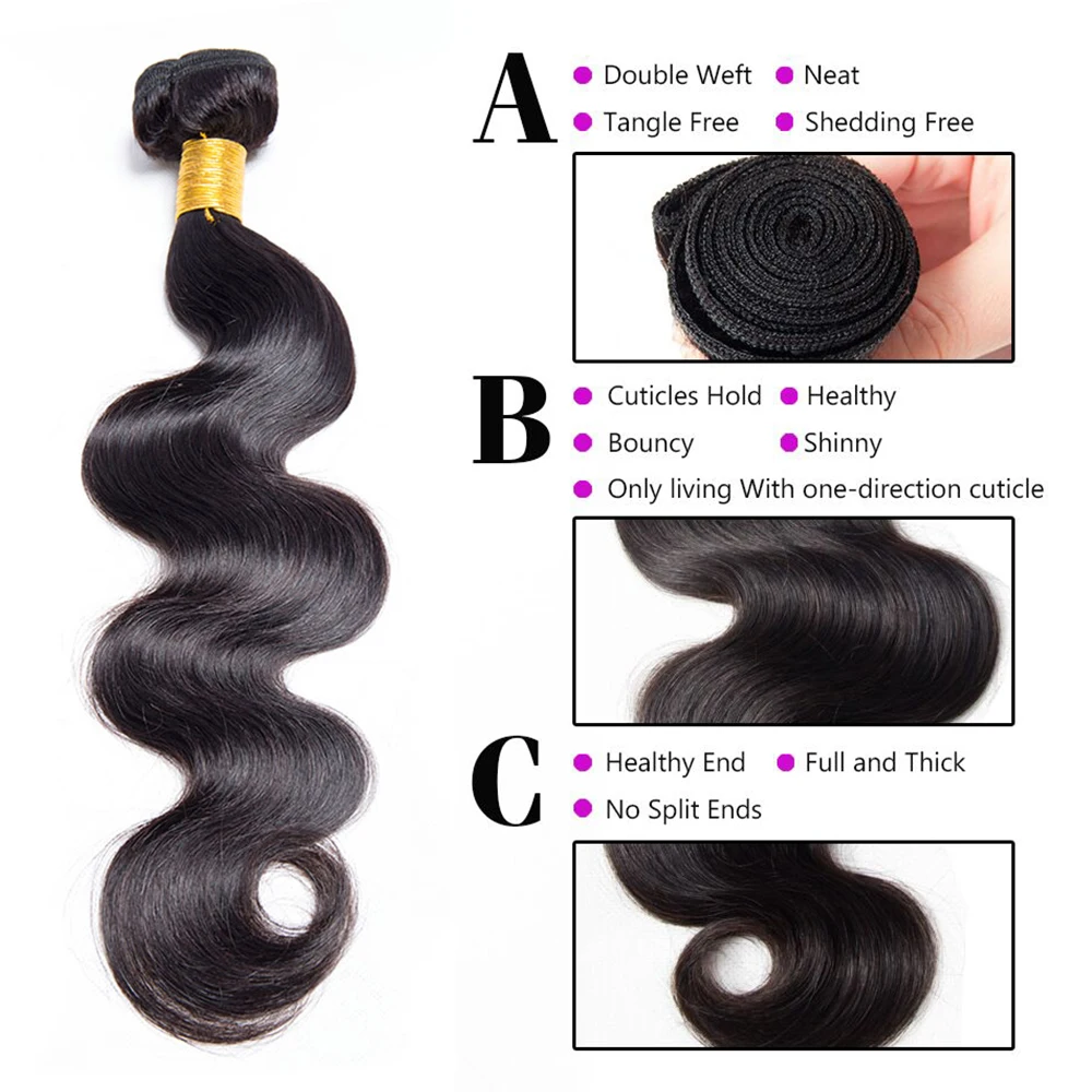 Sindra Peruvian Body Wave Hair Bundles Remy Human Hair Weave Extensions Natual Color 8-30 Inch Human Hair Extensions (1)