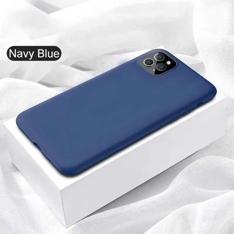 Navy Blue ZNP тонкий жидкий силиконовый чехол для iPhone 11 Pro XS Max X XR карамельный цвет мягкий чехол для iPhone 8 7 6 6s Plus X чехол для телефона Coque - Цвет: Navy Blue
