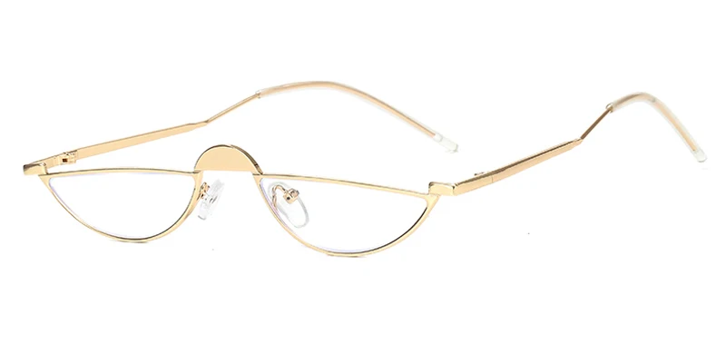 gold with clear Peekaboo полукруглые винтажные женские солнцезащитные очки в металлической оправе трендовые золотые маленькие Солнцезащитные очки Мужские красные черные вечерние аксессуары uv400 - Цвет линз: gold with clear