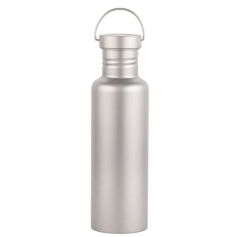 

750Ml Titanium Water Bottle + Extra Plastic Lid Outdoor Tableware Sports Water Bottle Flask Camping Cycling Kettle