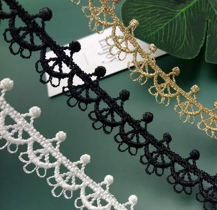 Lace Ribbon High quality Water Soluble Gold Lace Trim Braid Lace DIY Garment Accessories Embroidery Fabric Trims 15mm 2 Yards