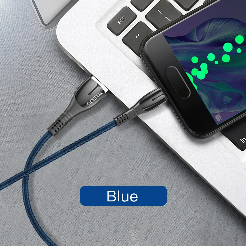 Синий Yesido CA45 5A быстрое зарядное устройство usb type C кабель для huawei mate 20 mate 20 Pro P20 samsung Supercharge Быстрая зарядка провод USB C кабель - Цвет: Синий