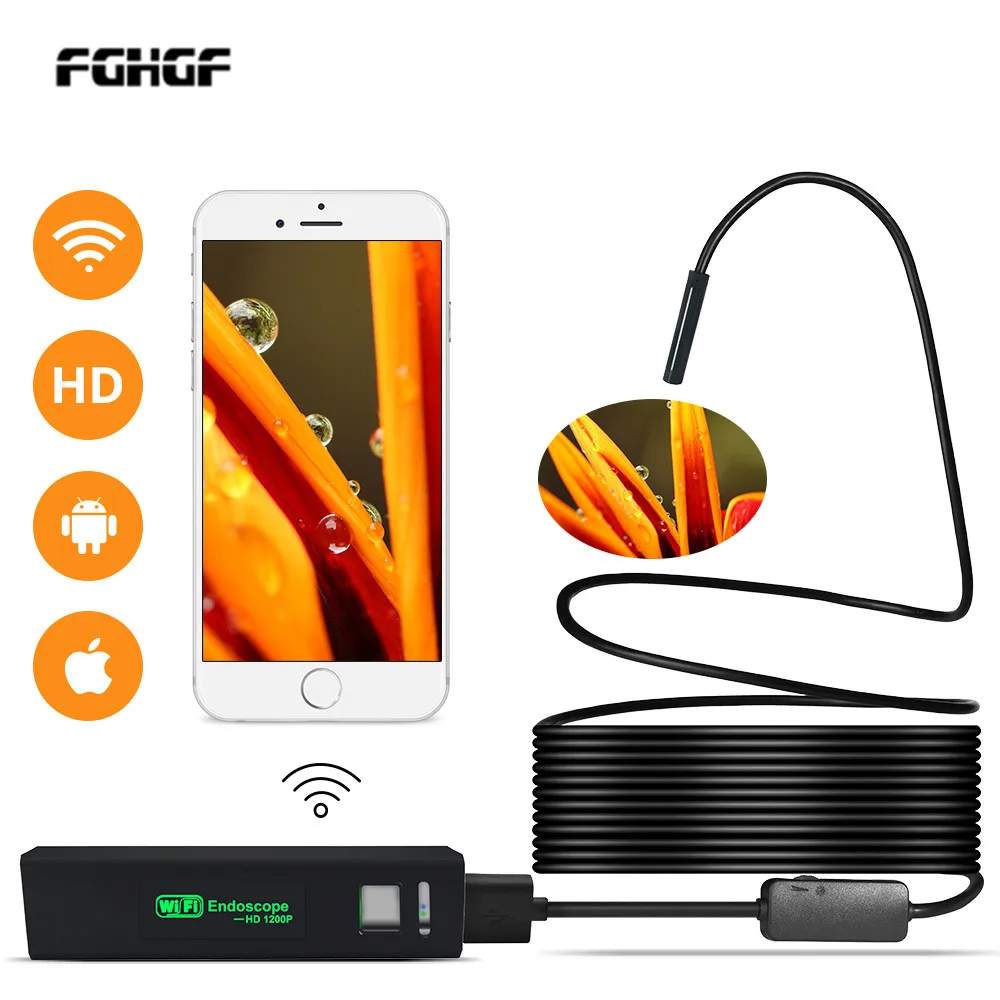 

WIFI Endoscope Camera Mini Waterproof Soft Cable Inspection Camera 8mm 1M USB Endoscope Borescope IOS Endoscope For Iphone