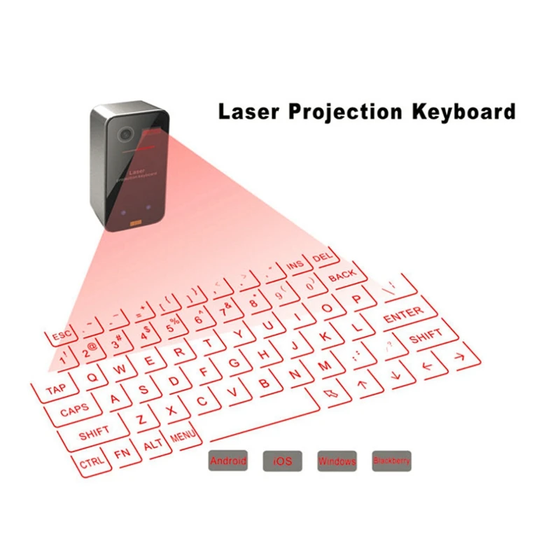 Горячая-виртуальная клавиатура Портативный беспроводной проекционный Bluetooth клавиатура для планшетных мобильных телефонов серебро+ черный Abs