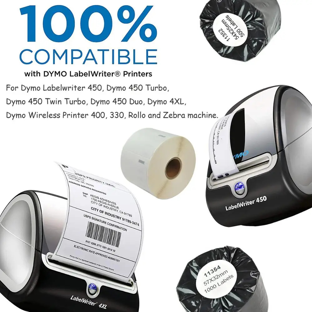 Cidy 2 Gulungan 99012 untuk DYMO Penulis Label 450 Label Printer Label Maker Tape Alamat Stiker 89 Mm X 36 Mm label Writer Plastik