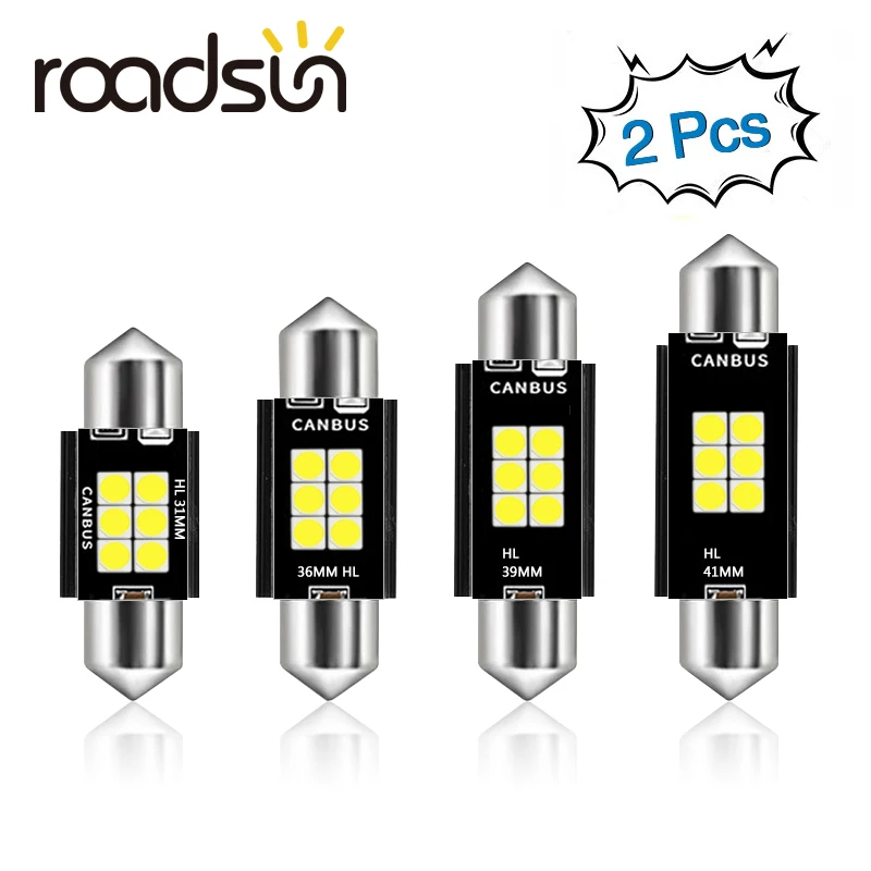 

2PCS C10W C5W LED Canbus Festoon 31mm 36mm 39mm 41mm for car Bulb Interior Reading Light License Plate Dome Lamp White 12V