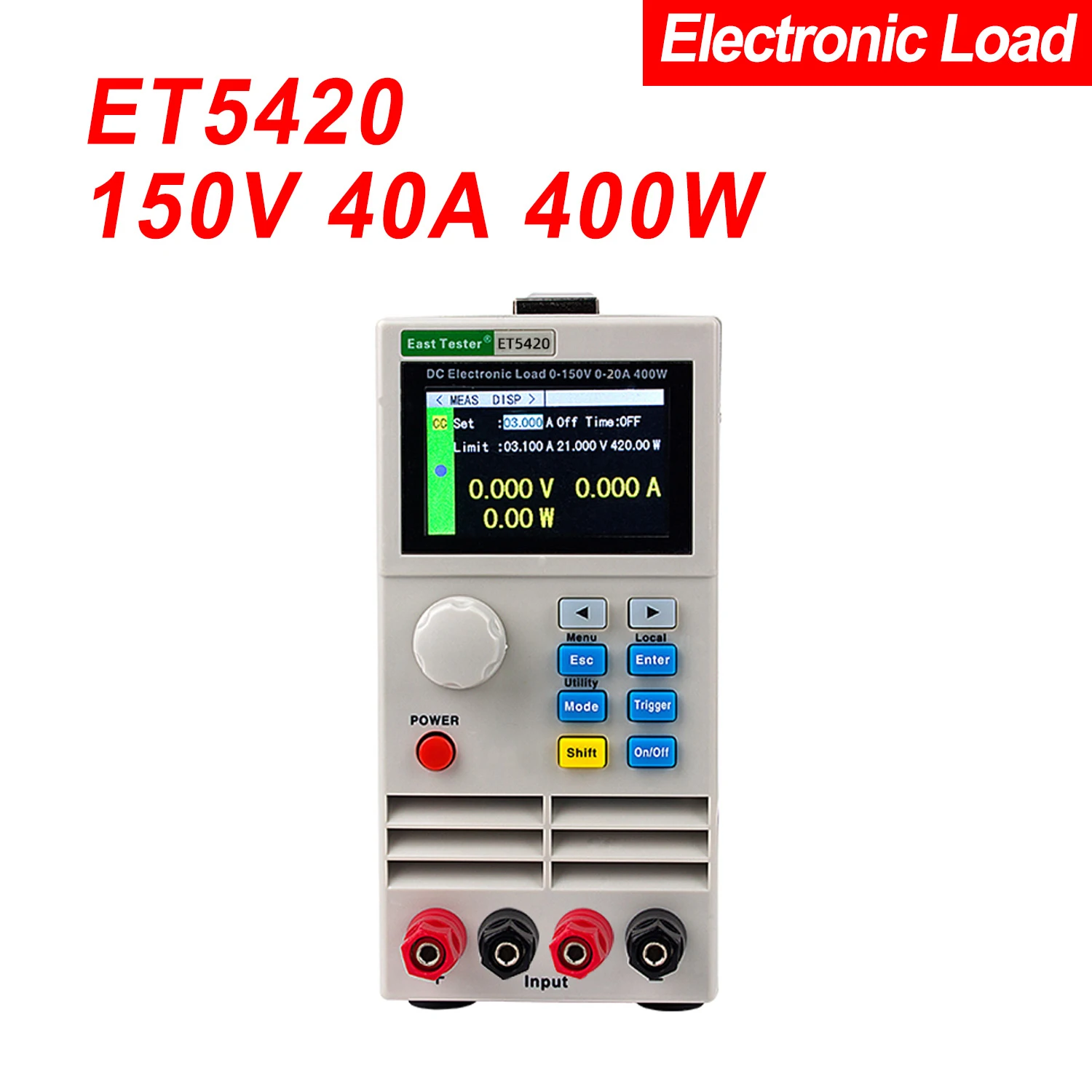 Carga electrónicos programables 2CH 0-150V/0-20Ax2 400W USB de prueba de batería LED TFTLCD 