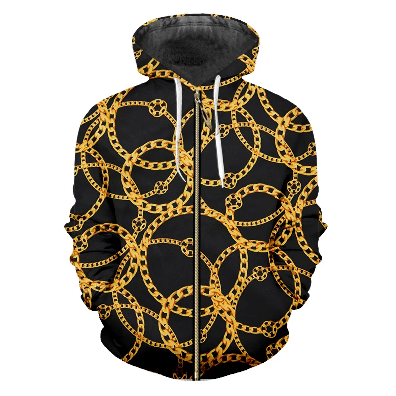 

Asian Size Gold Chain Luxury Zipper Hoodie Winter Warm Men's Jacket Baroque Coat Black Pullover Blouse Dropship Wholesale 5XL