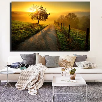

Beautiful Sunset Scenery on Canvas Painting Large Size Prints and Posters Cuodros Wall Art Pictures for Living Room Home Decor