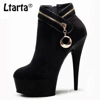 

LTARTA Star Model Suede Low Barrel Short Boots Stage Performance with 15cm Super High Heels LYP-C-097-3