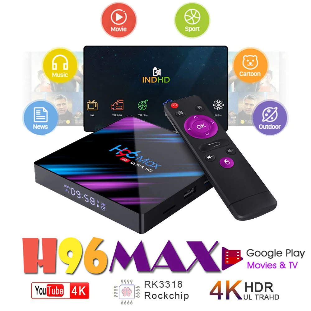 

Smart-Tv-Box Google-Player Rockchip RK3318 H96MAX A95x Z2 WIFI BT4.2 4K Android 4GB PK Support Quad-Core Bluetooth Amlogic