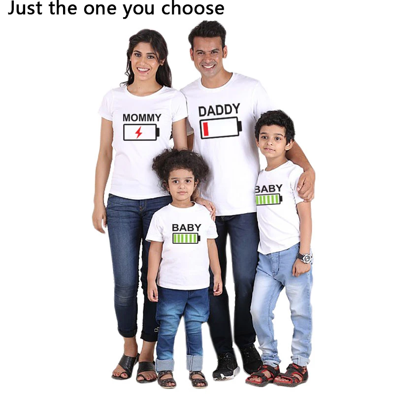 New Family Matching Clothes Look Father Mother Daughter Son Outfits Clothing family outfit Fashion Printing T-Shirts - Цвет: White 1