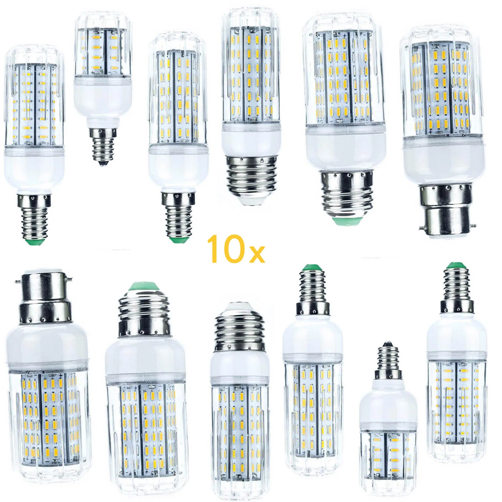 10x светодиодный лампы мощностью 10 Вт 20 25 30 4014 SMD E26 E27 E12 E14 кукурузный светильник 110V