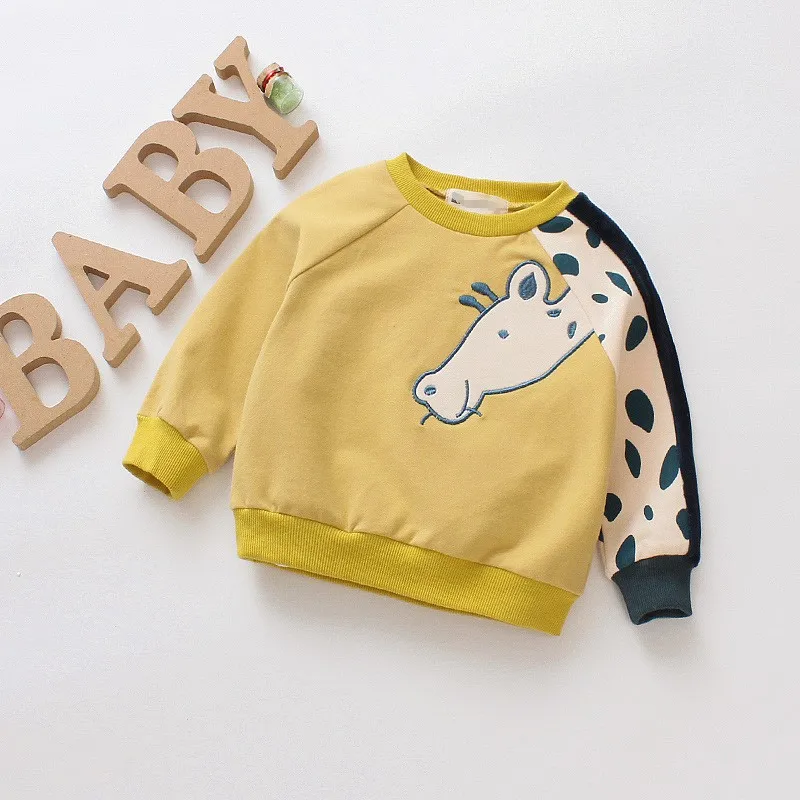 

1-6Y Kids Baby Long Sleeve Jumper Sweatshirts Boys Girls Cotton Tops Children O-Neck Casual Embroidery Clothes Autunmn