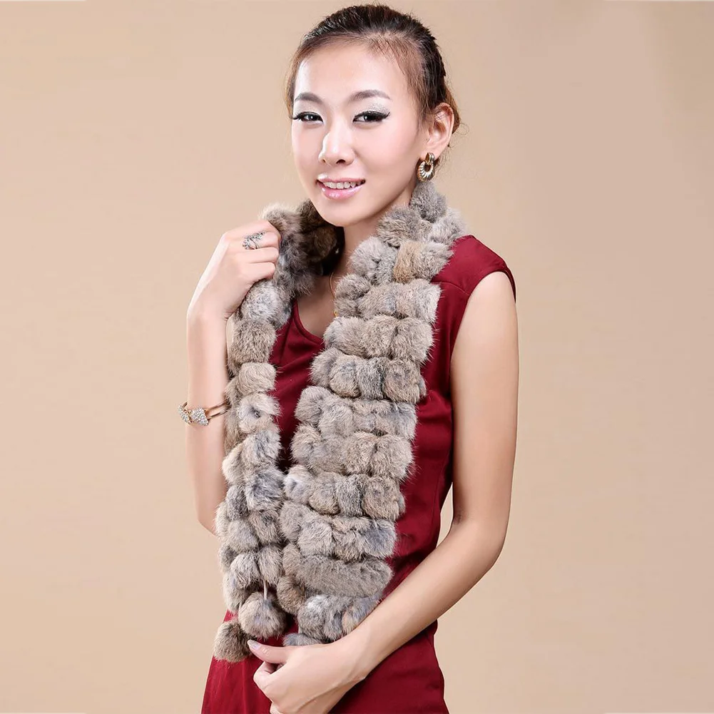 

Women Winter Faux Rabbit Fur Scarf Lady Casual Fur Scarves Ball Velvet Rabbit Echarpe Long Style Warm scarves