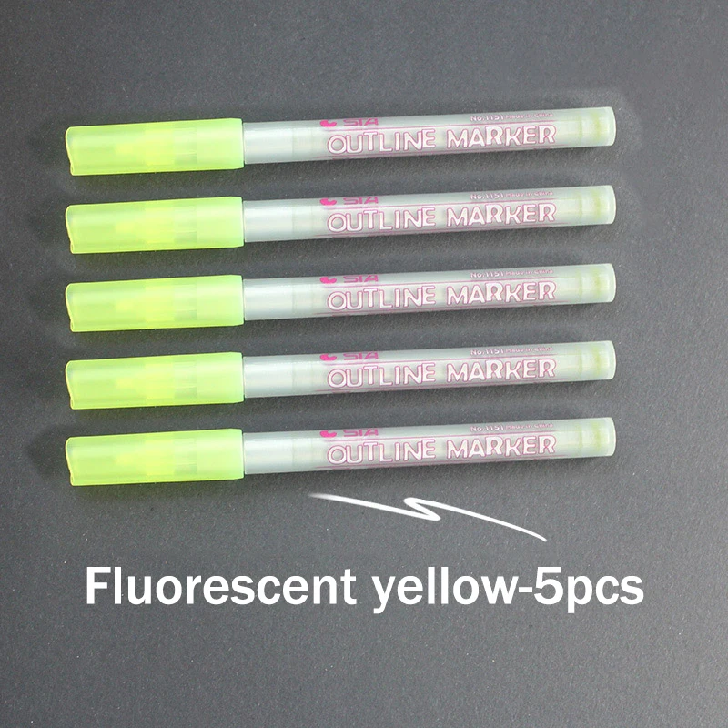 Yellow-5pcs STA 1151 6 цветов художественные маркеры красочные граффити ручной работы эскиз на спиртовой основе чернил контур маркеры Хайлайтер для манги - Цвет: Yellow-5pcs
